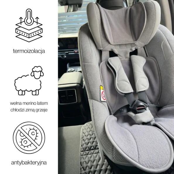 Wkładka do fotelika z wełny merino dwuczęściowa
